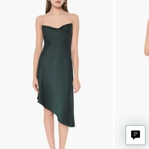 WAYF Pick Me Up Satin Slip Dress Emerald Green L